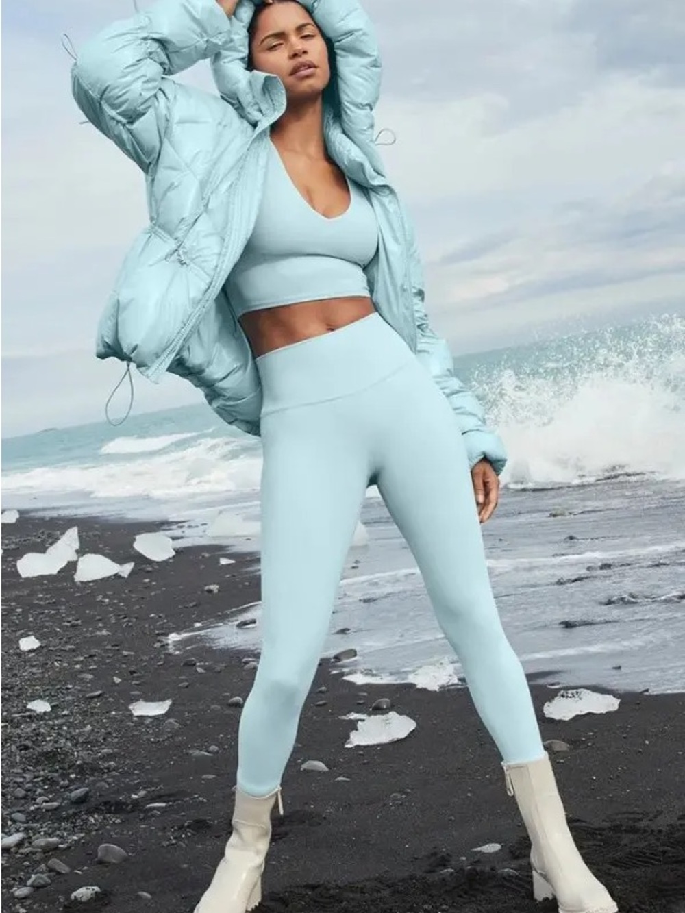 ALO Yoga 7/8 High-Waist Light Blue Airlift Leggings XS - Picture 2 of 5